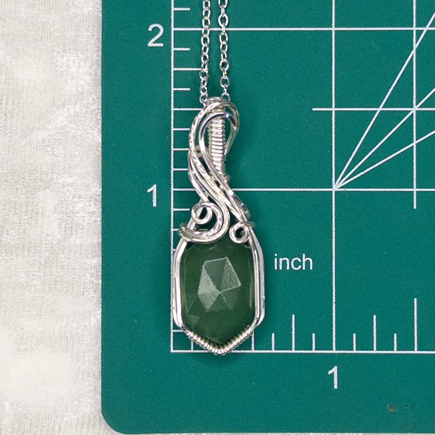 Moss Serpentine Sterling Silver Pendant