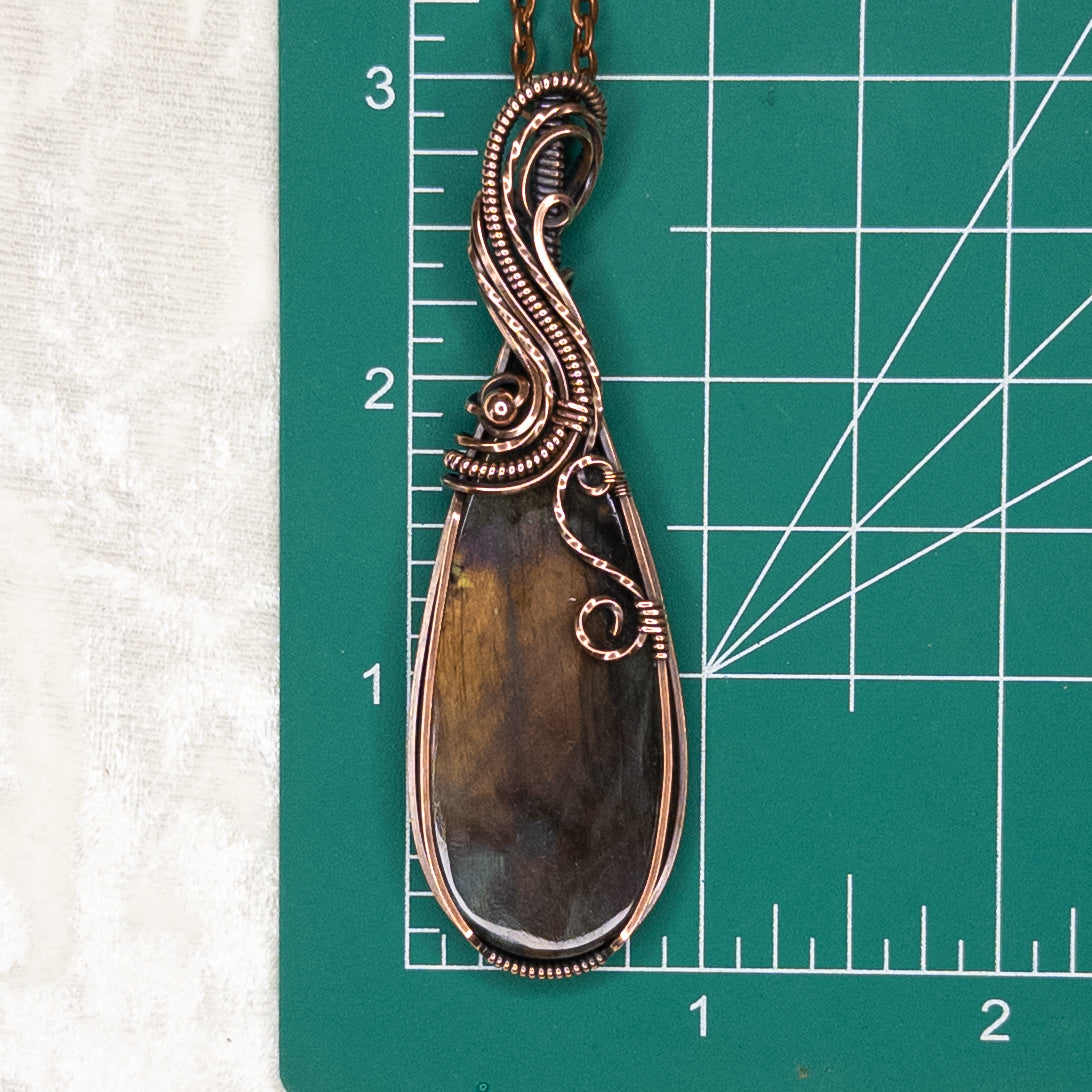 Sunset Labradorite Antiqued Copper Pendant