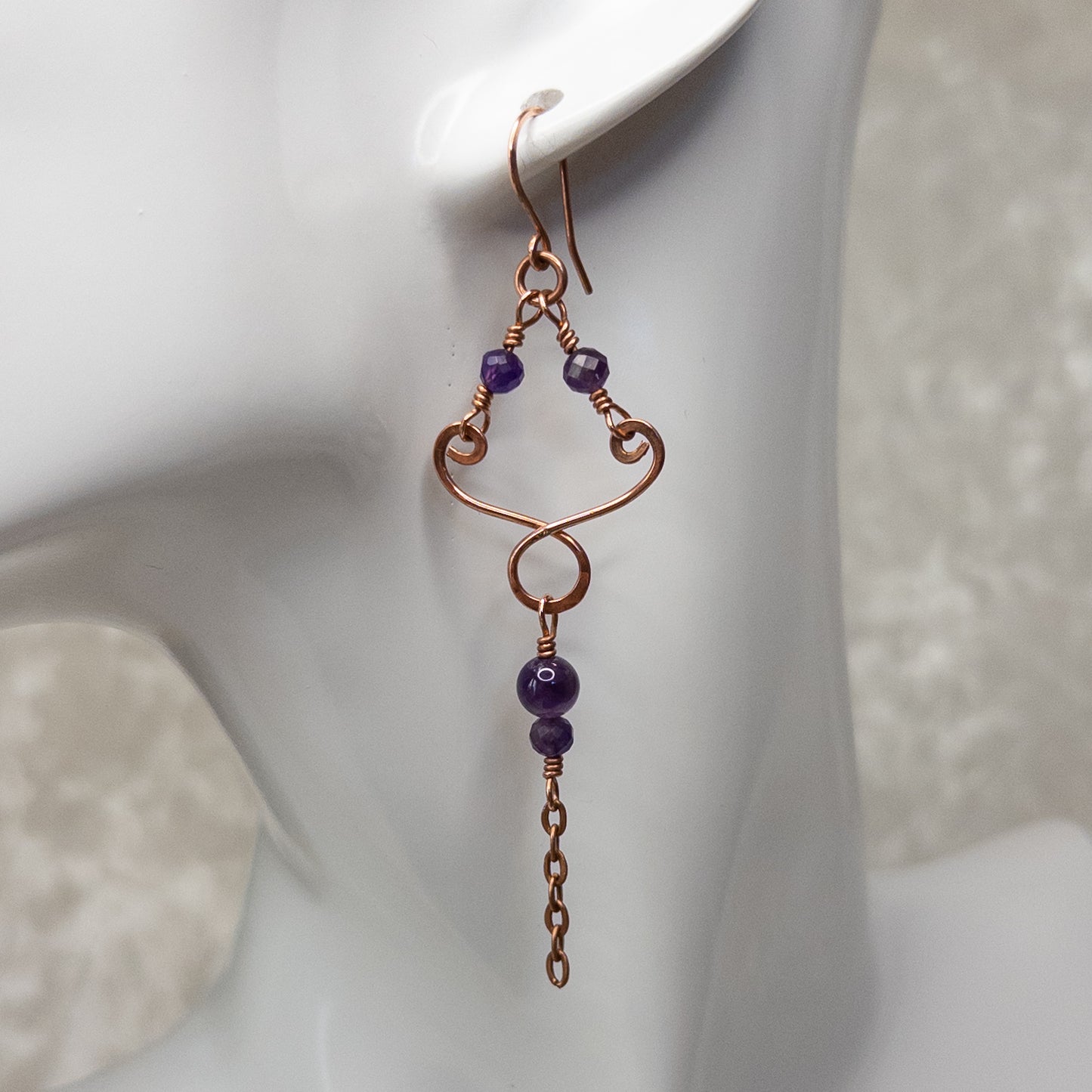 Amethyst Copper Chandelier Earrings