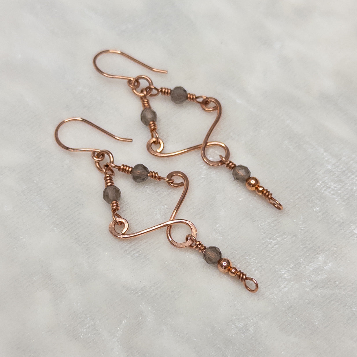 Smoky Quartz Copper Chandelier Earrings