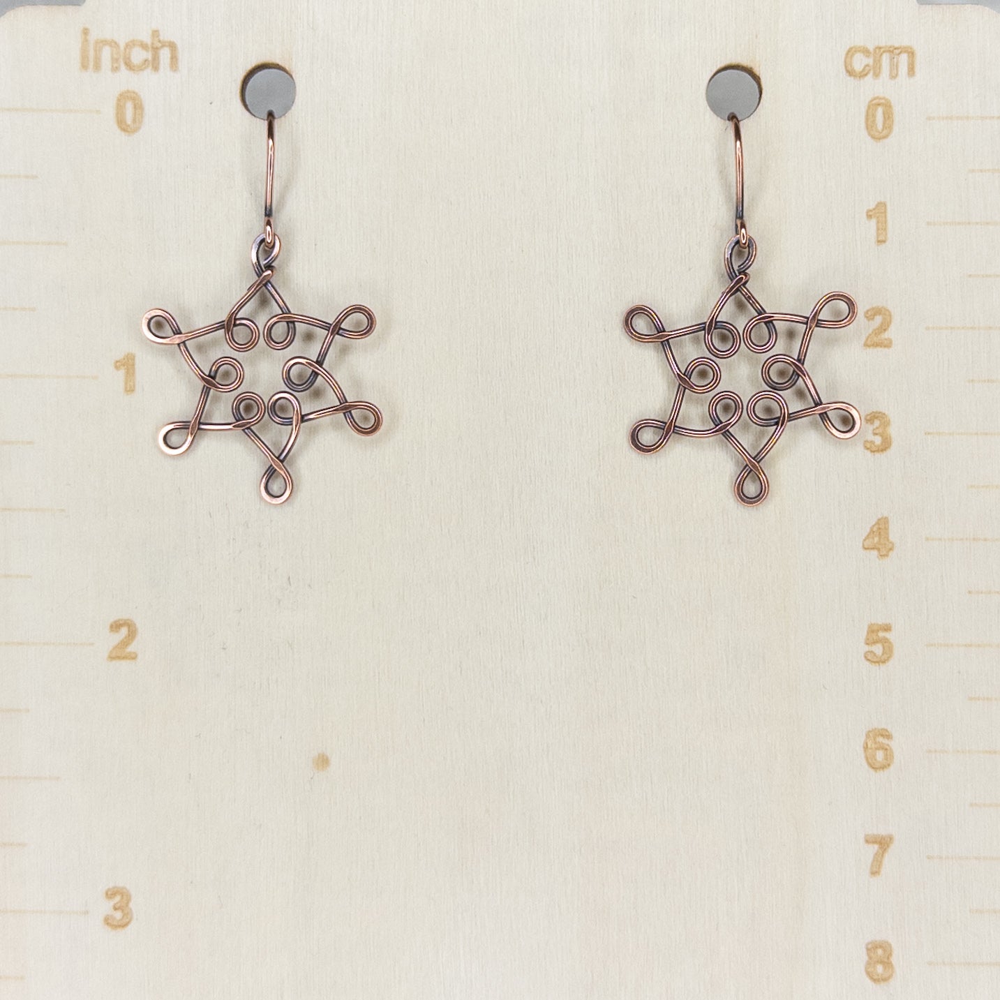 Hammered & Antiqued Copper Snowflake Earrings
