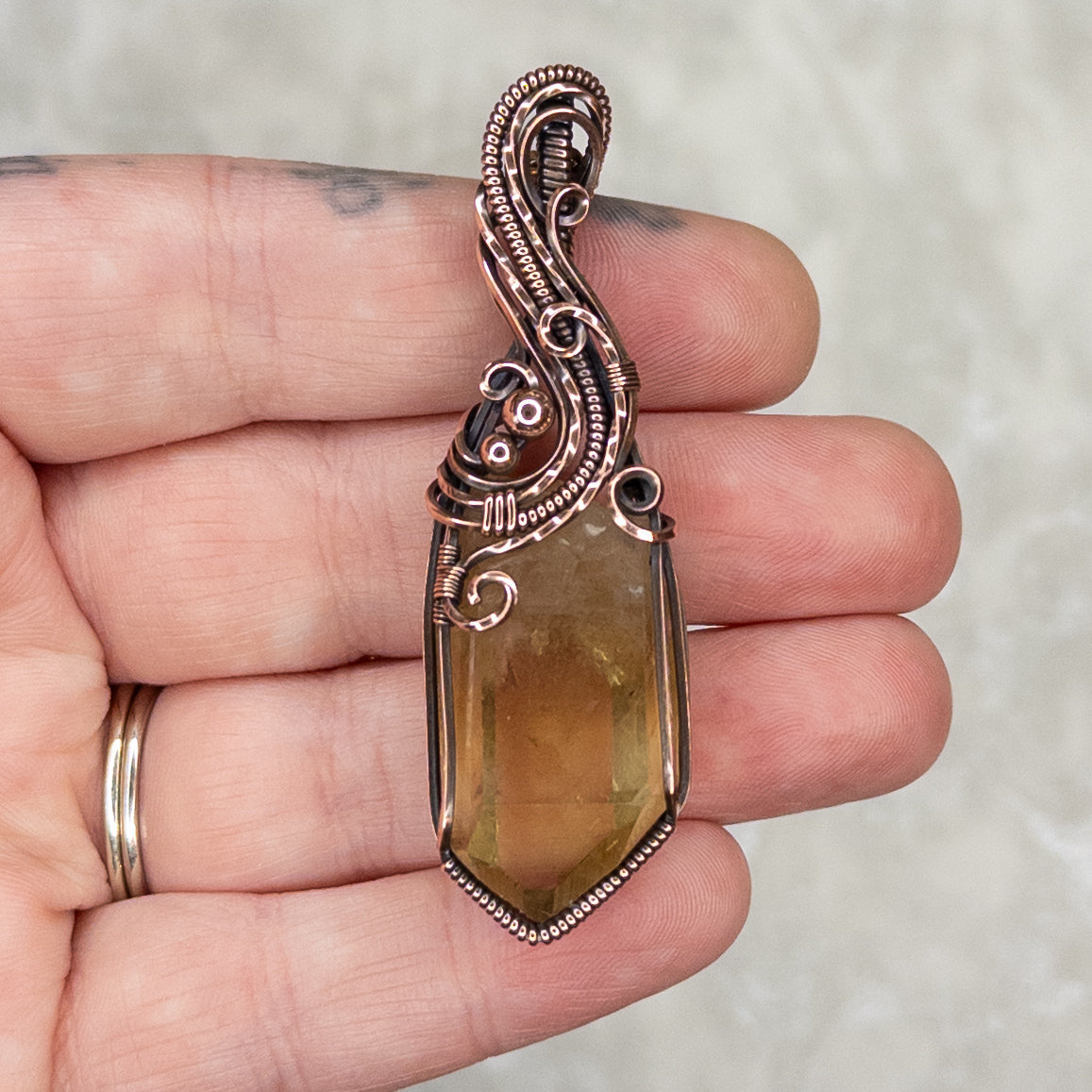 Rough Citrine Point Antiqued Copper Pendant