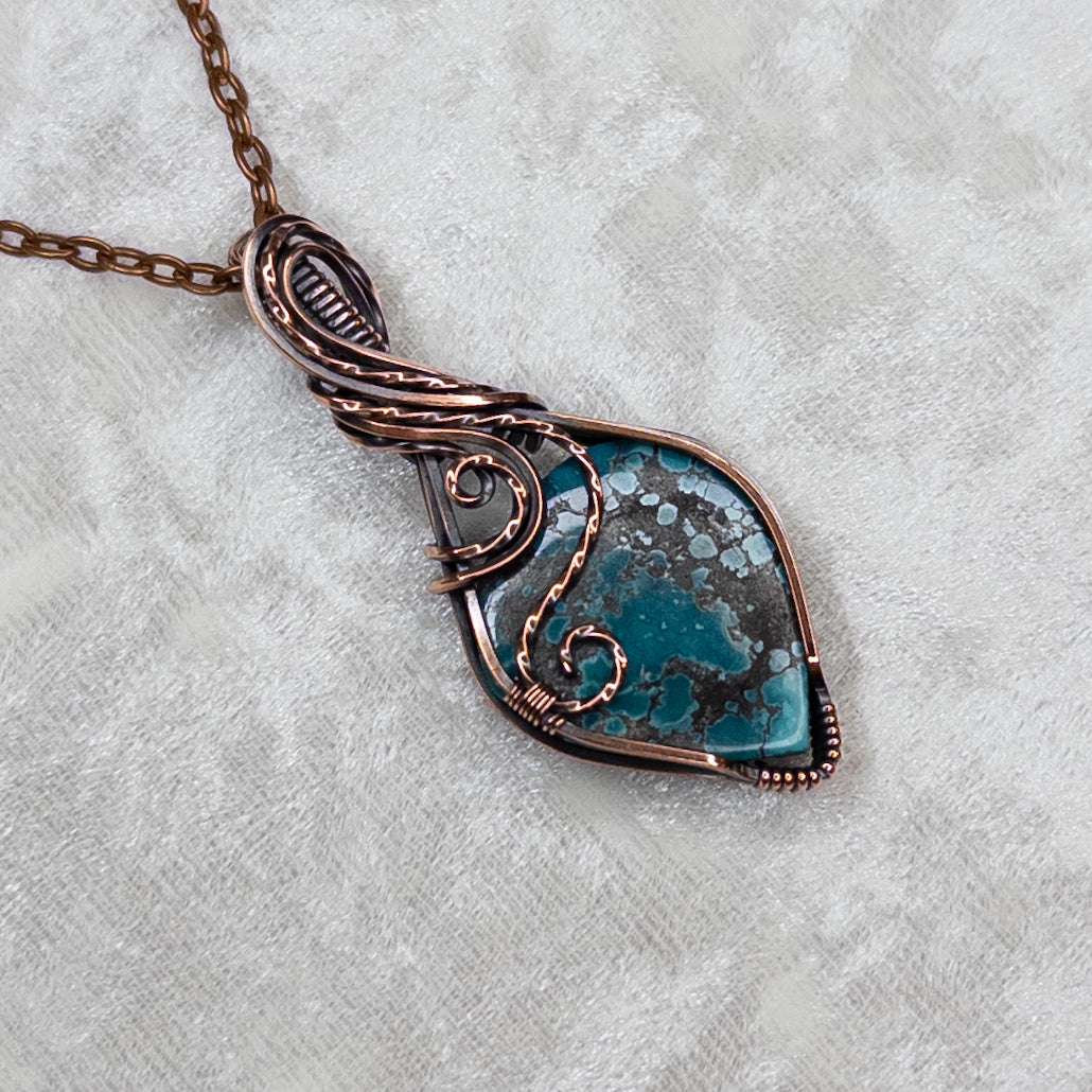 Hubei Turquoise Antiqued Copper Pendant