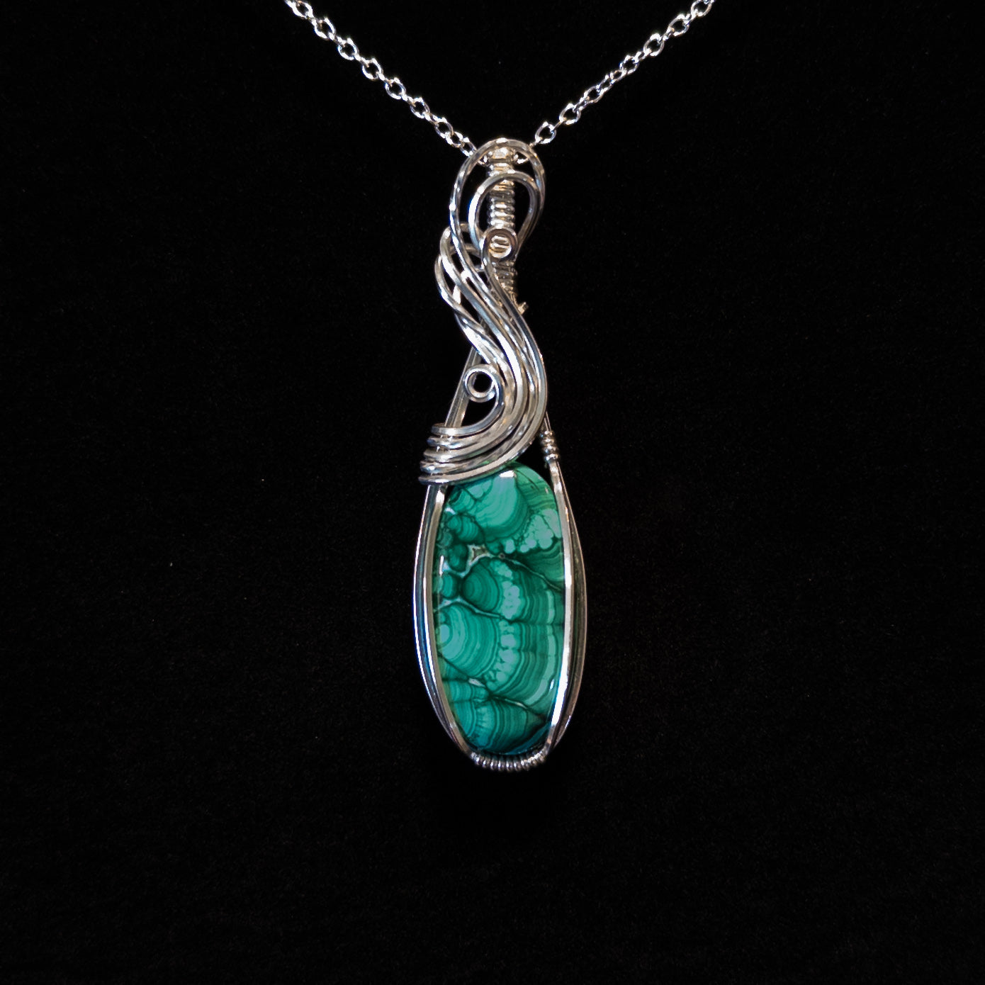 Malachite .925 Sterling Silver Pendant