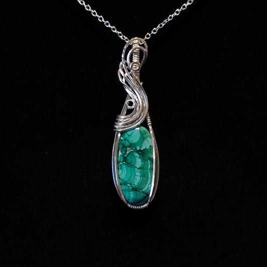 Malachite .925 Sterling Silver Pendant