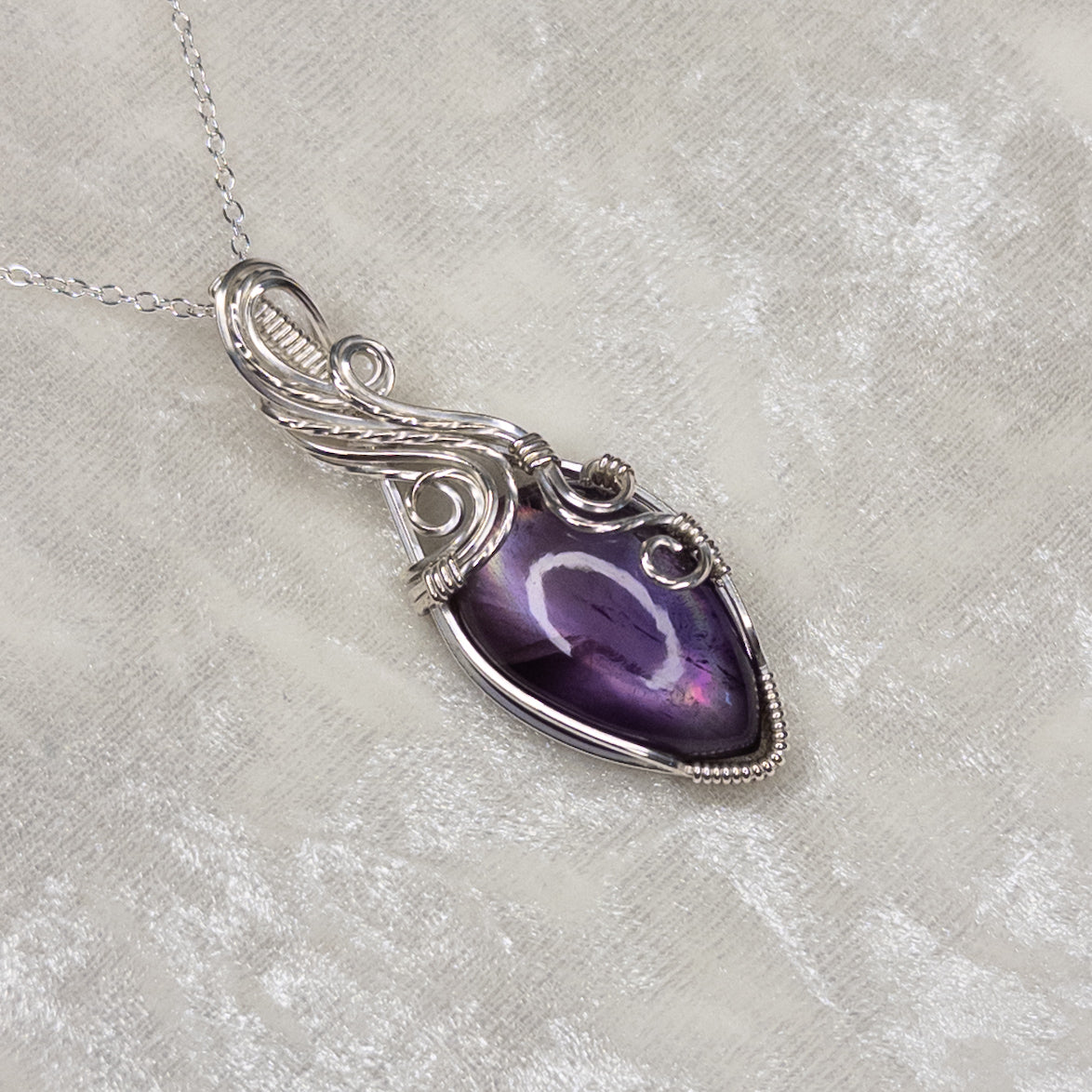 Amethyst + Mother of Pearl Doublet .925 Sterling Silver Pendant