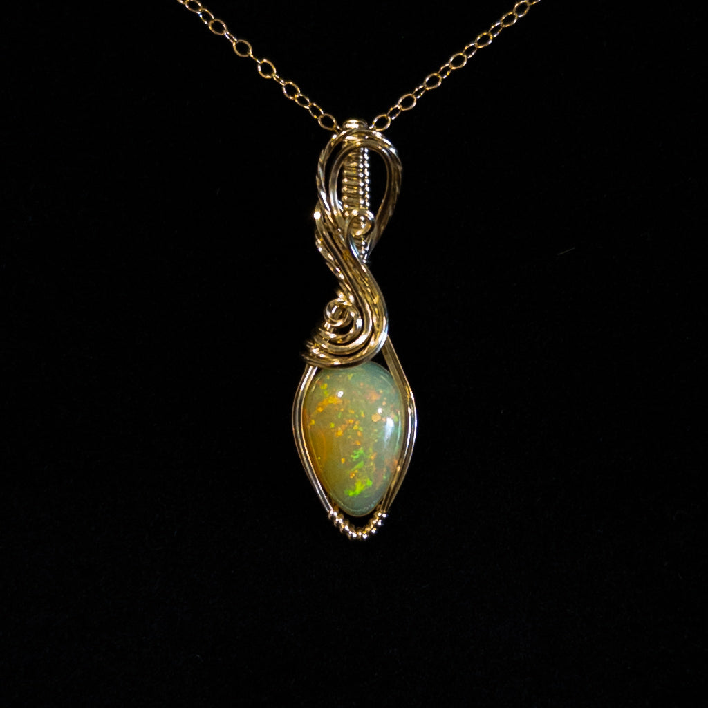 3.10ct. Ethiopian Opal & 14K. Gold-Filled Pendant
