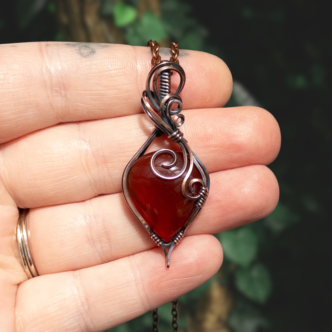 Carnelian Antiqued Copper Pendant