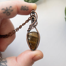 Load image into Gallery viewer, Tiger’s Eye &amp; Copper Wrapped Pendant
