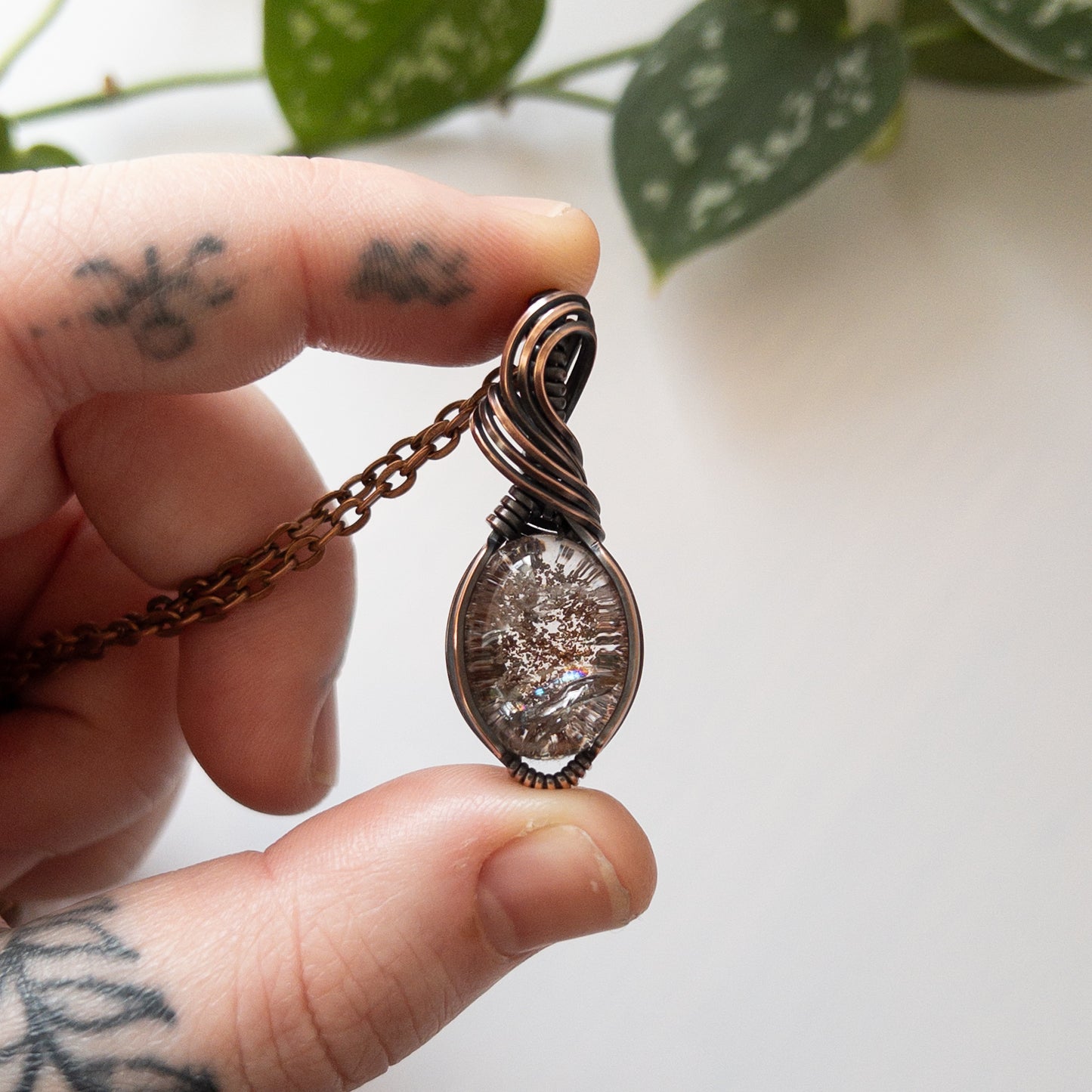 Garden Quartz & Copper Wrapped Pendant