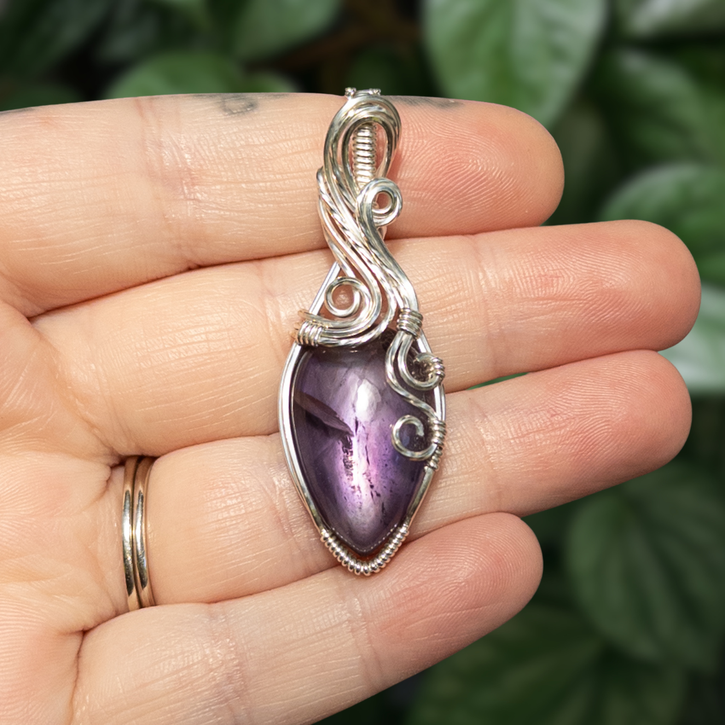 Amethyst + Mother of Pearl Doublet .925 Sterling Silver Pendant