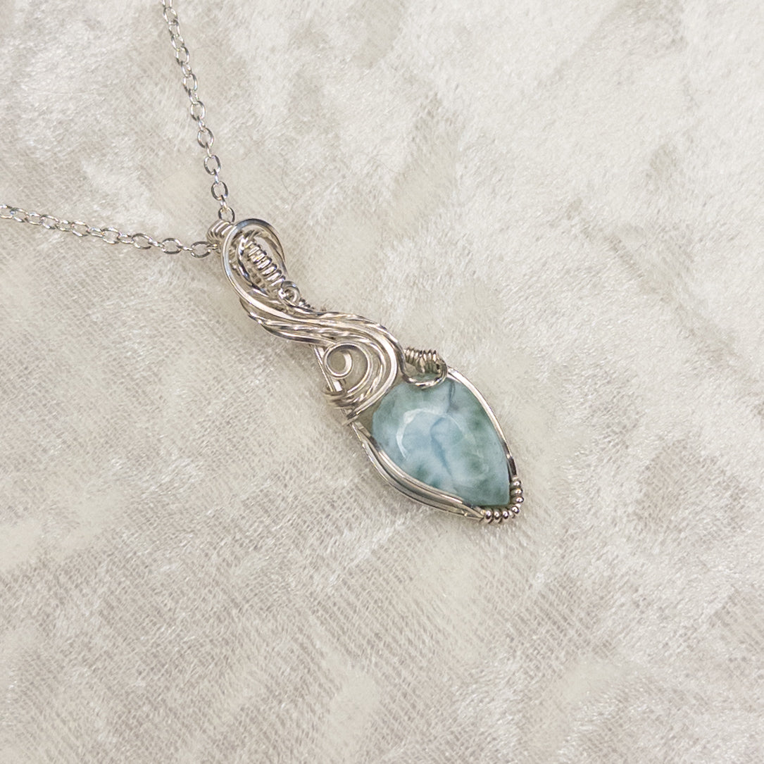 Dainty Larimar .925 Sterling Silver Pendant