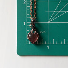 Load image into Gallery viewer, Mini Strawberry Quartz Heart &amp; Copper Wrapped Pendant
