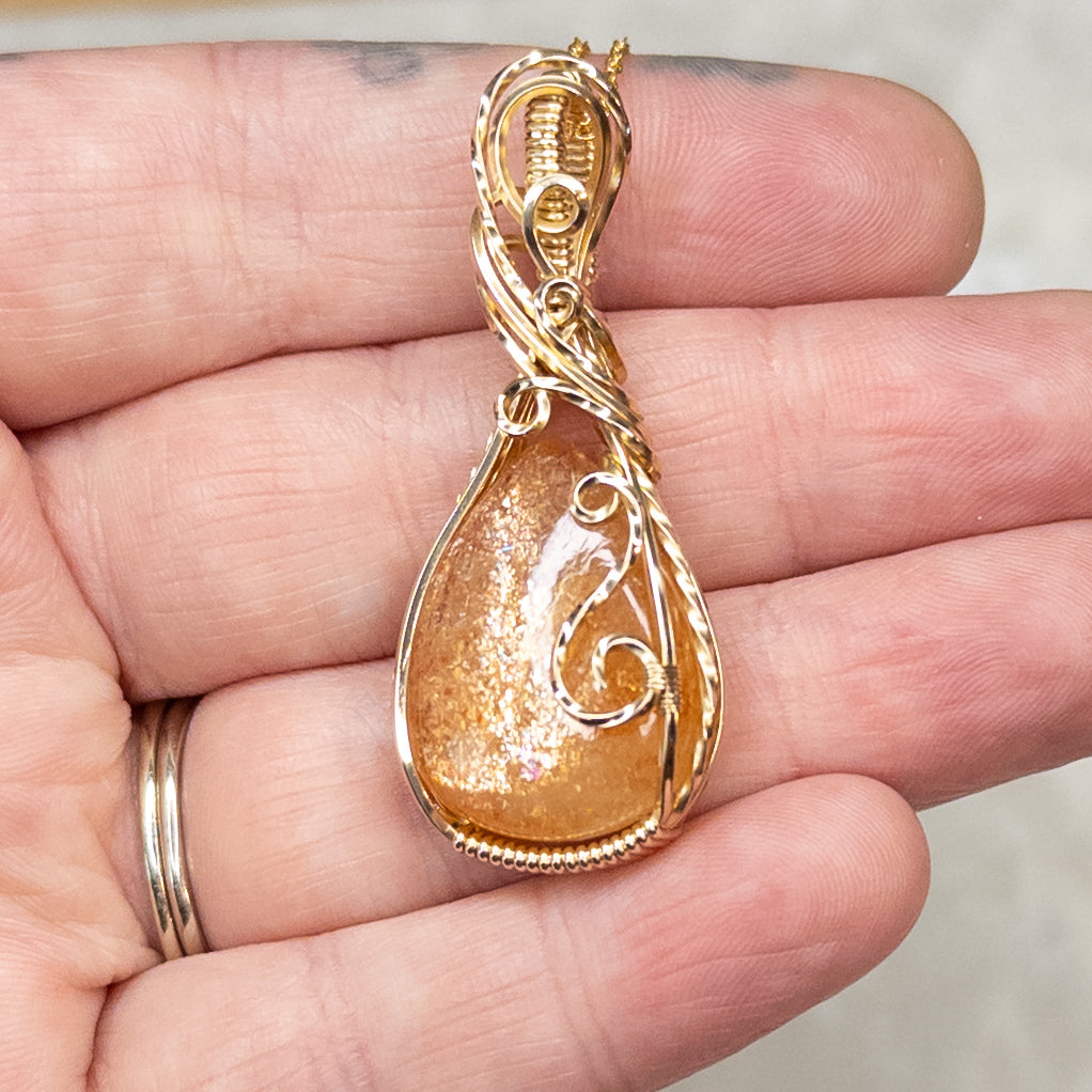 22.7 Carat Confetti Sunstone 14k Gold-Filled Pendant
