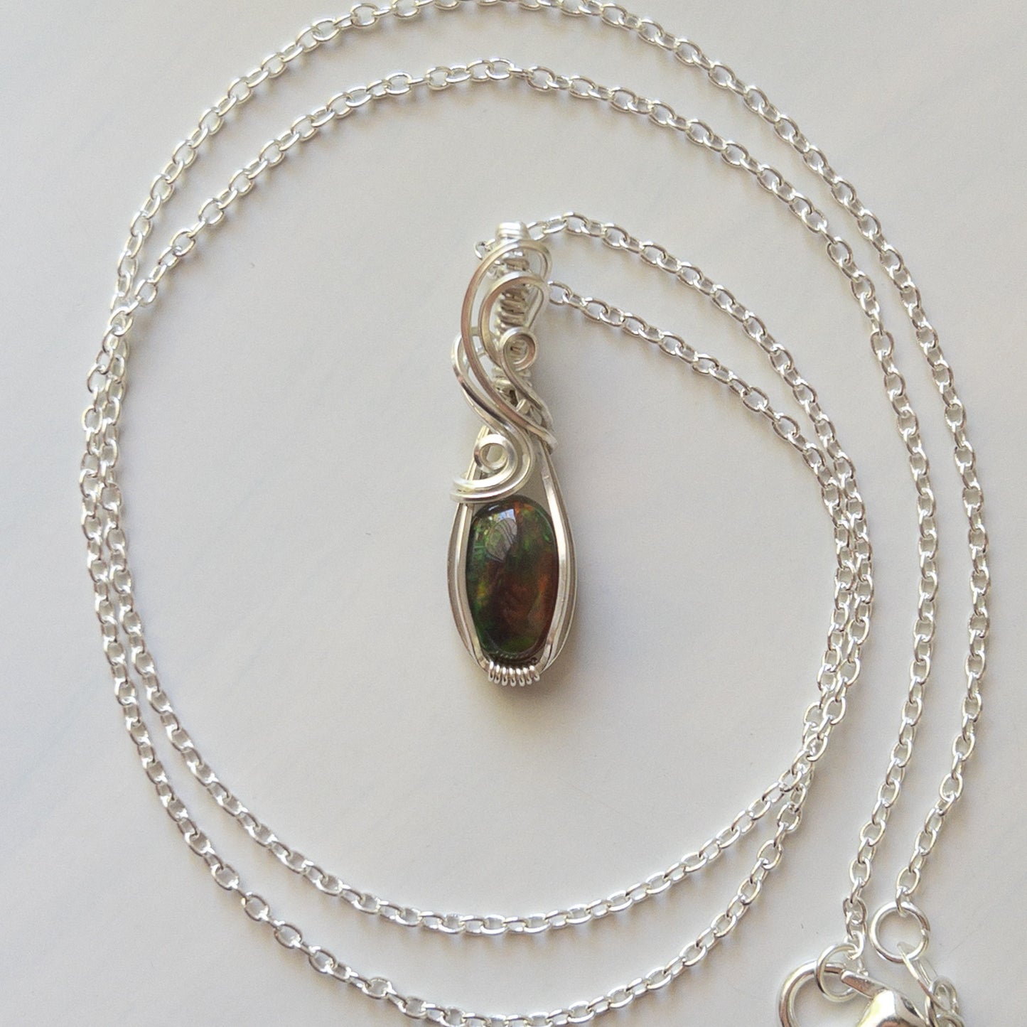 Favilla - Black Smoked Ethiopian Opal Sterling Silver Wrapped Pendant