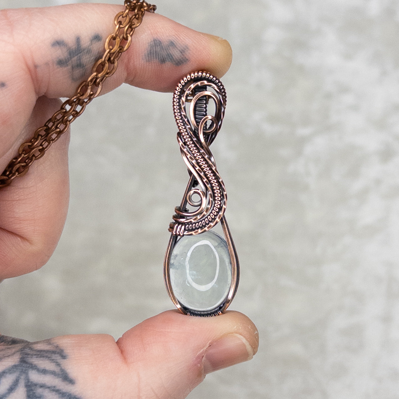 *March Birthstone* Aquamarine Antiqued Copper Pendant