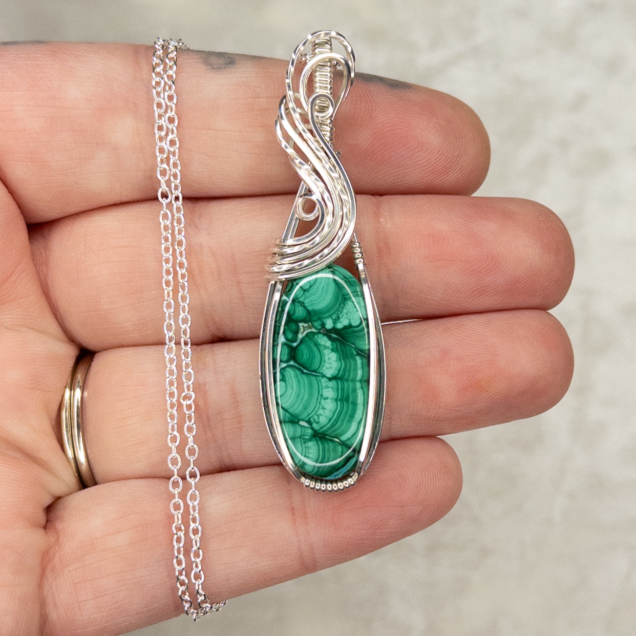 Malachite .925 Sterling Silver Pendant