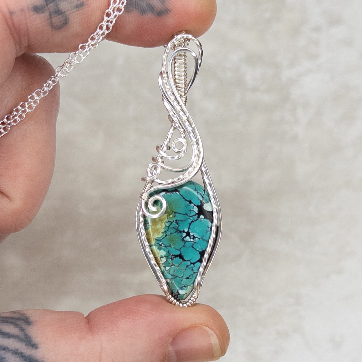 Hubei Turquoise & .925 Sterling Silver Pendant
