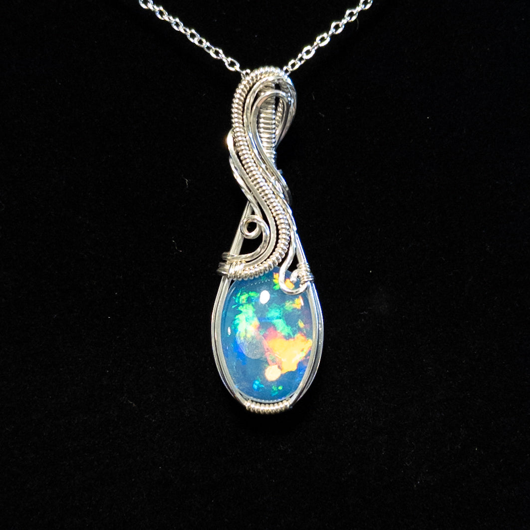 11.75ct. Ethiopian Opal .925 Sterling Silver Pendant