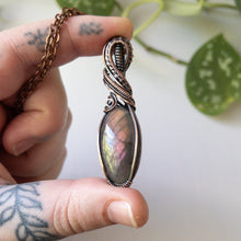 Load image into Gallery viewer, Sunset Labradorite &amp; Antiqued Copper Wrapped Pendant
