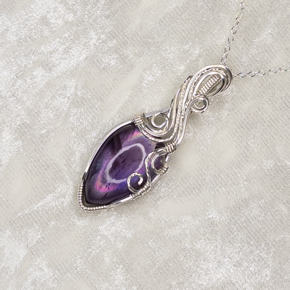 Amethyst + Mother of Pearl Doublet .925 Sterling Silver Pendant