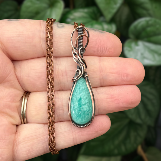 Amazonite Antiqued Copper Pendant