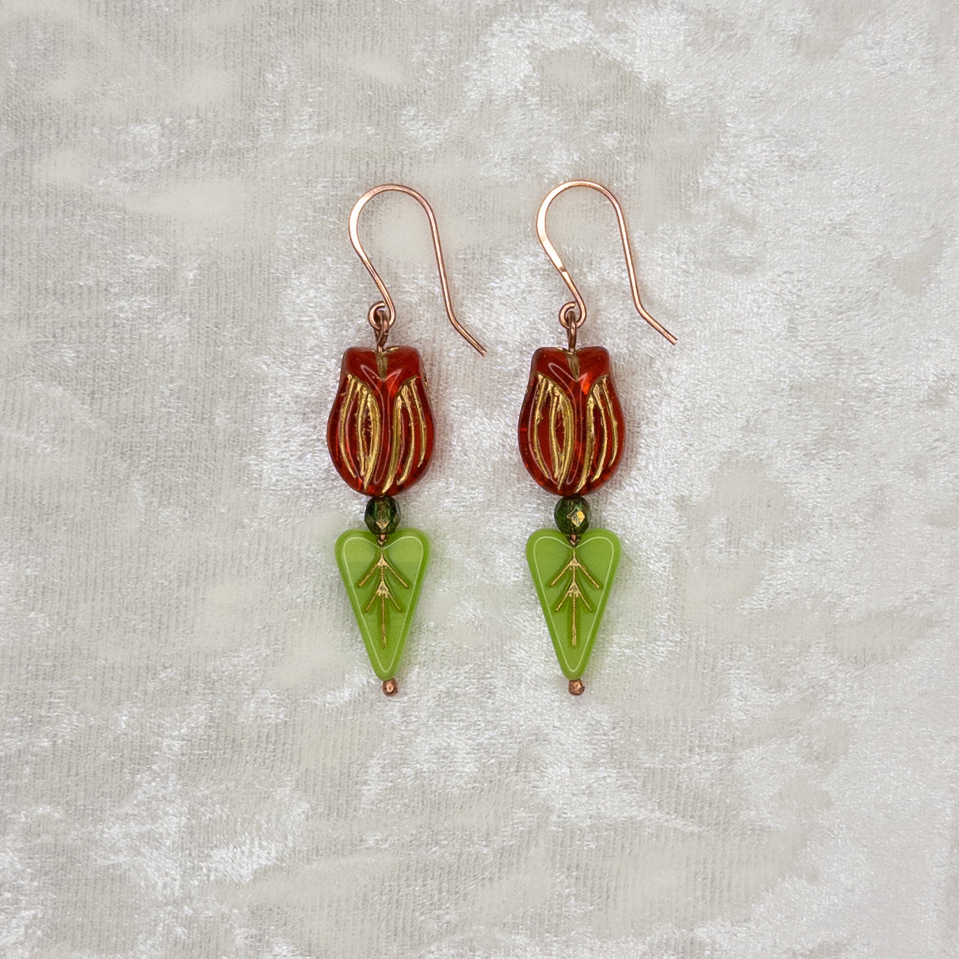 Tulip Earrings - Czech Glass Beads