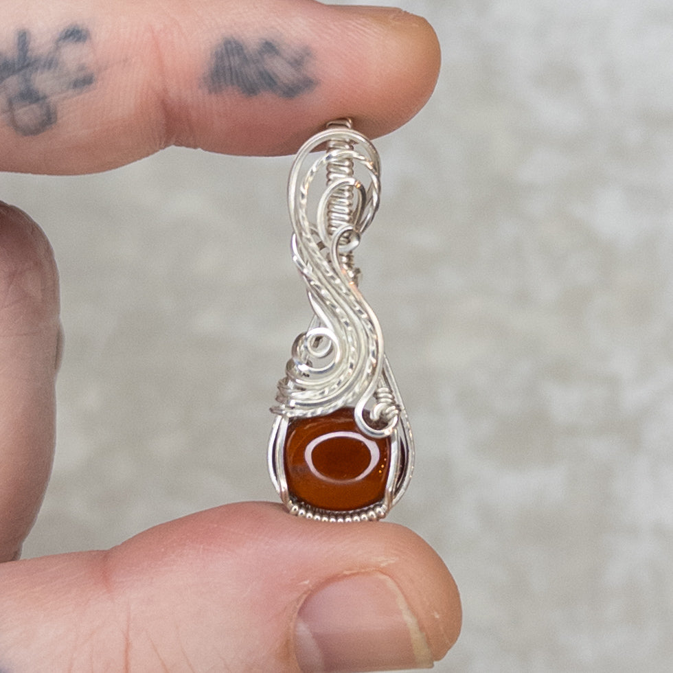 Hessonite Garnet & .925 Sterling Silver Pendant