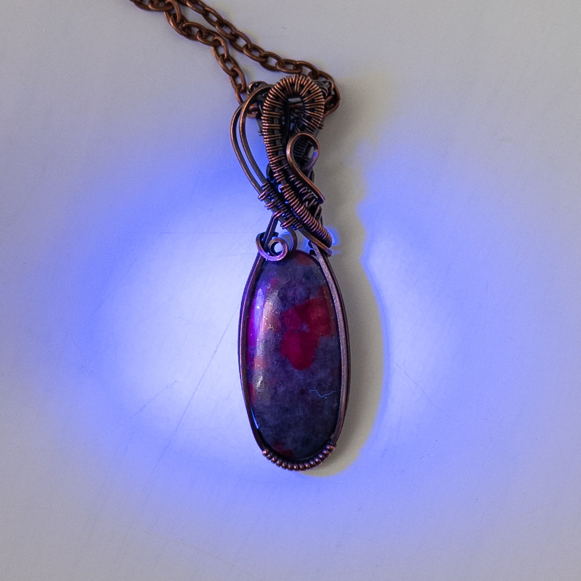 Ruby in Kyanite Copper Wrapped & Woven Pendant