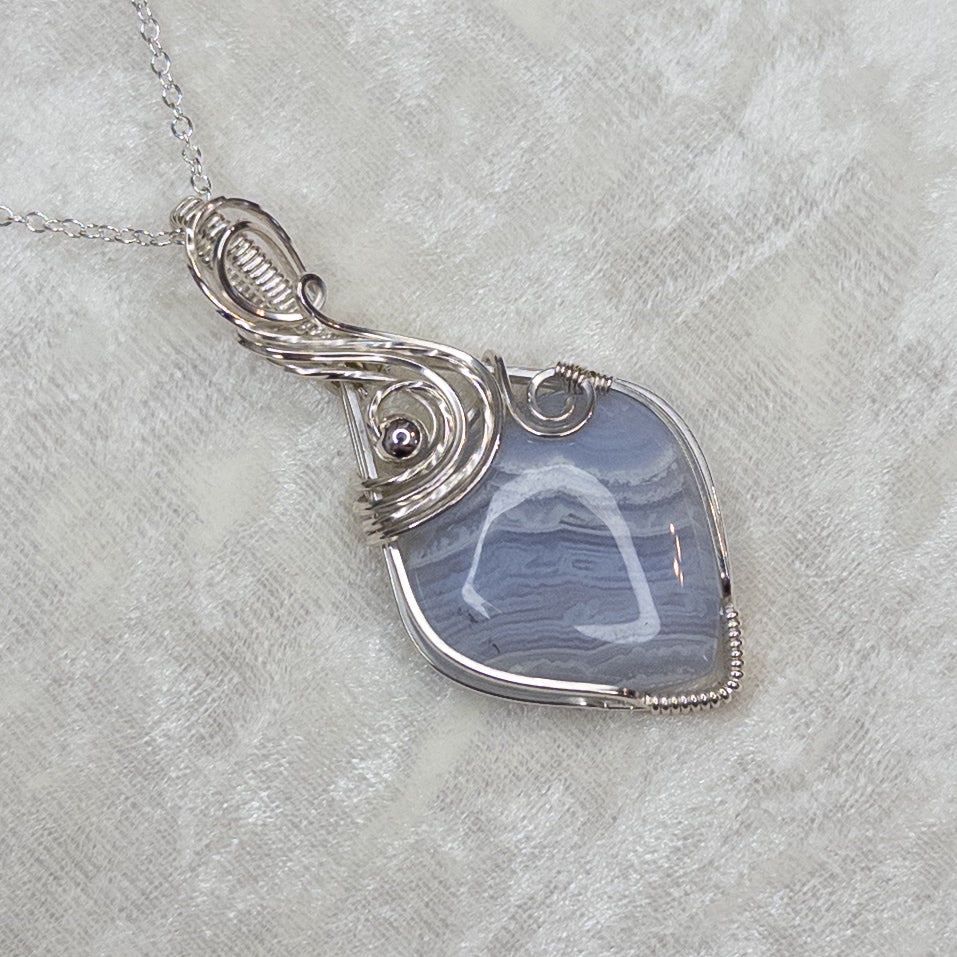 Blue Lace Agate .925 Sterling Silver Pendant
