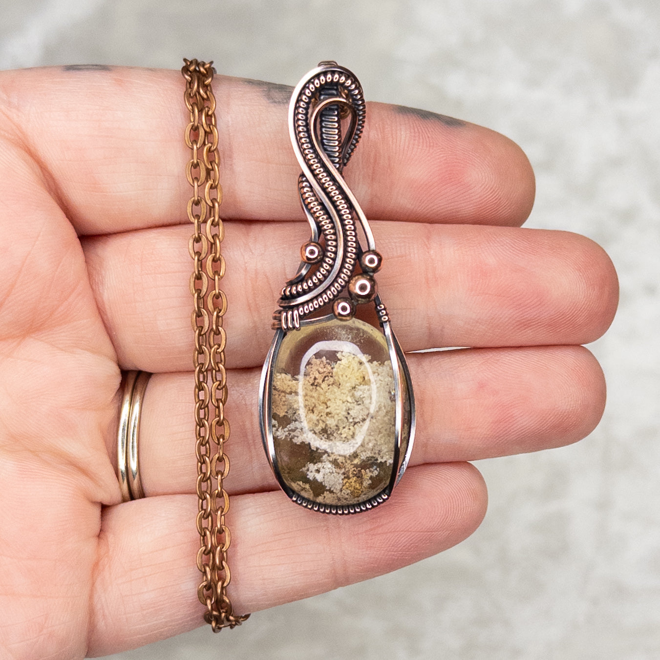 Garden Quartz Antiqued Copper Pendant