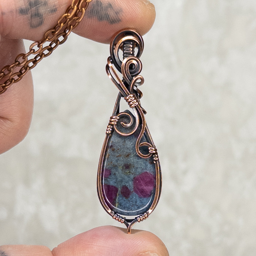 Ruby In Kyanite Antiqued Copper Pendant