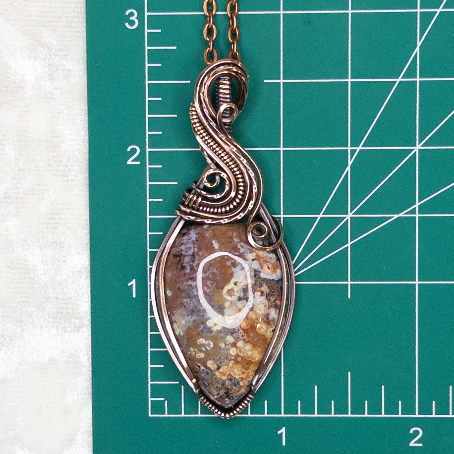 Colorful Ocean Jasper Antiqued Copper Pendant