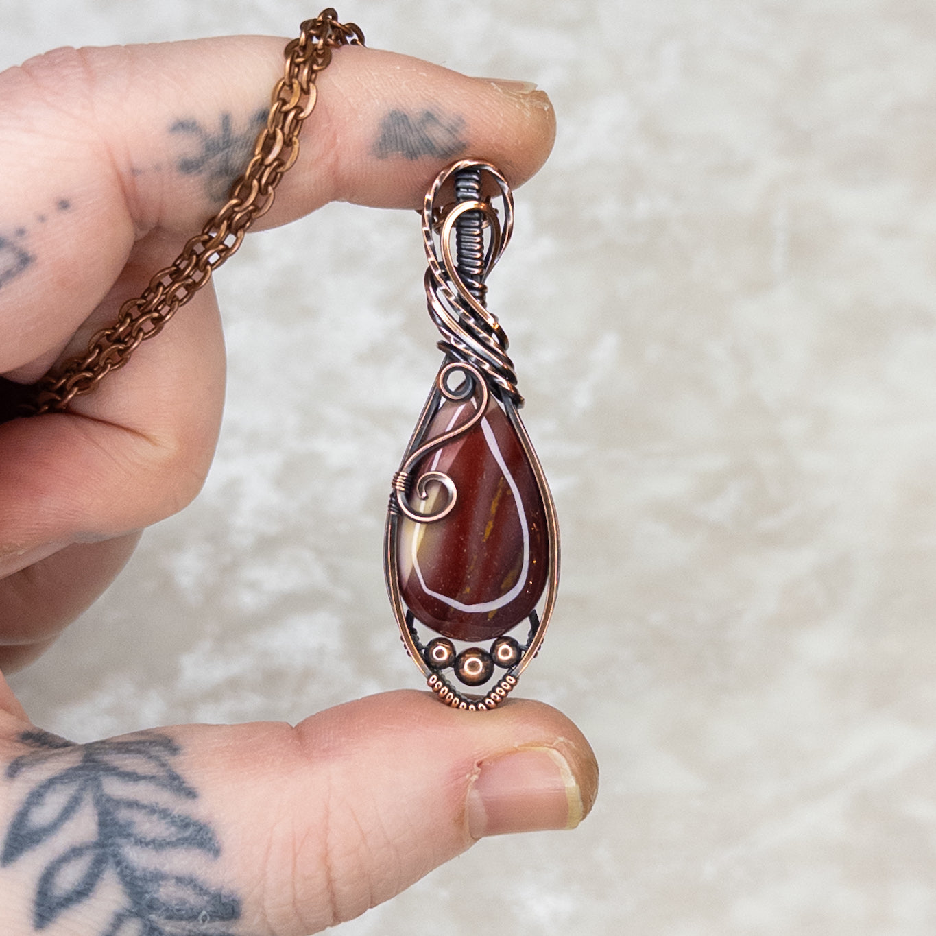 Mookaite Antiqued Copper Pendant