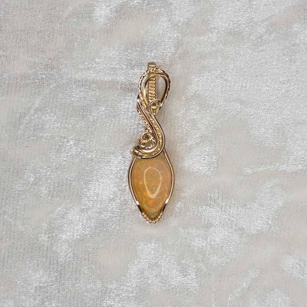 3.10ct. Ethiopian Opal & 14K. Gold-Filled Pendant