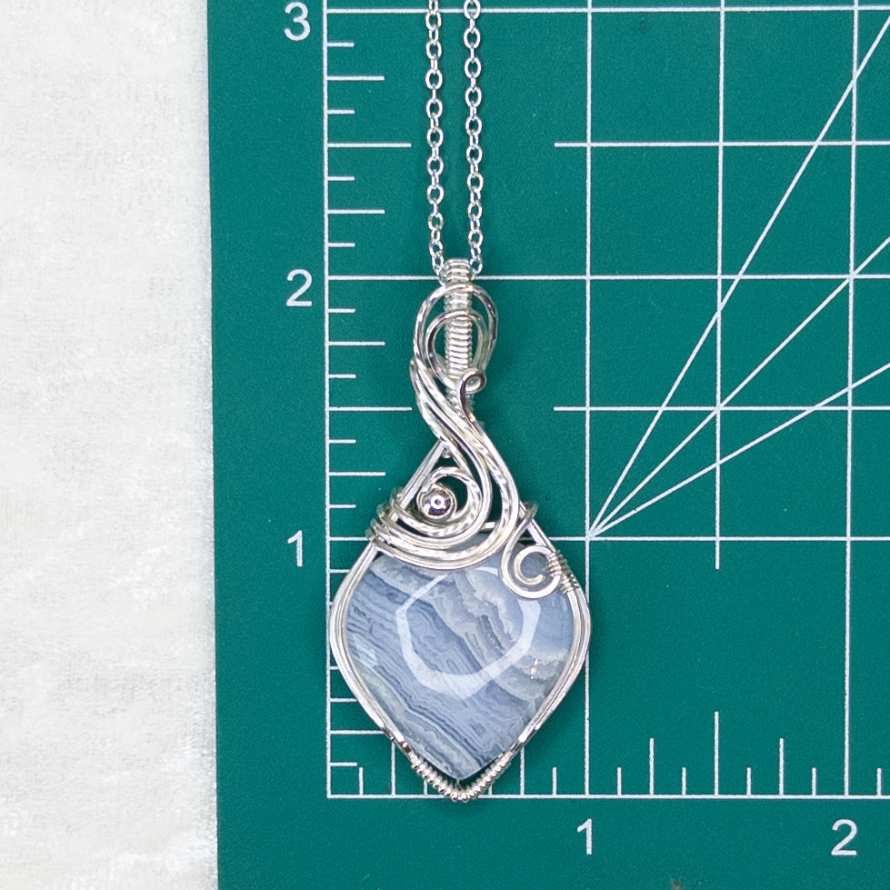 Blue Lace Agate .925 Sterling Silver Pendant