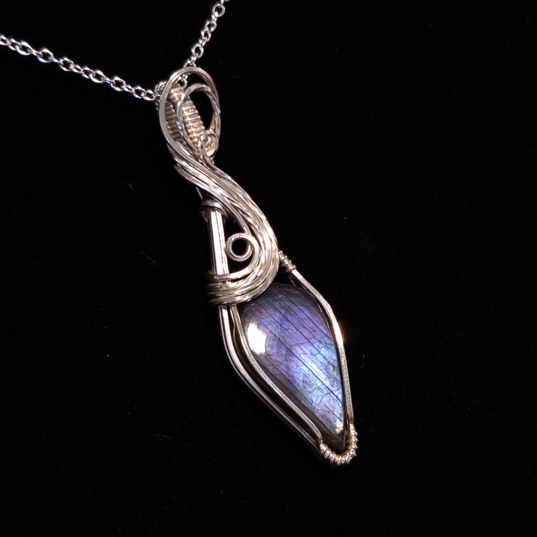 Purple & Blue Labradorite .925 Sterling Silver Pendant