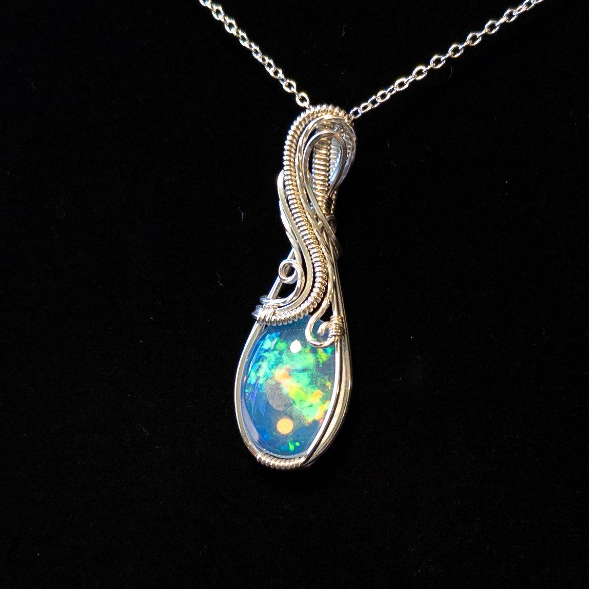 11.75ct. Ethiopian Opal .925 Sterling Silver Pendant