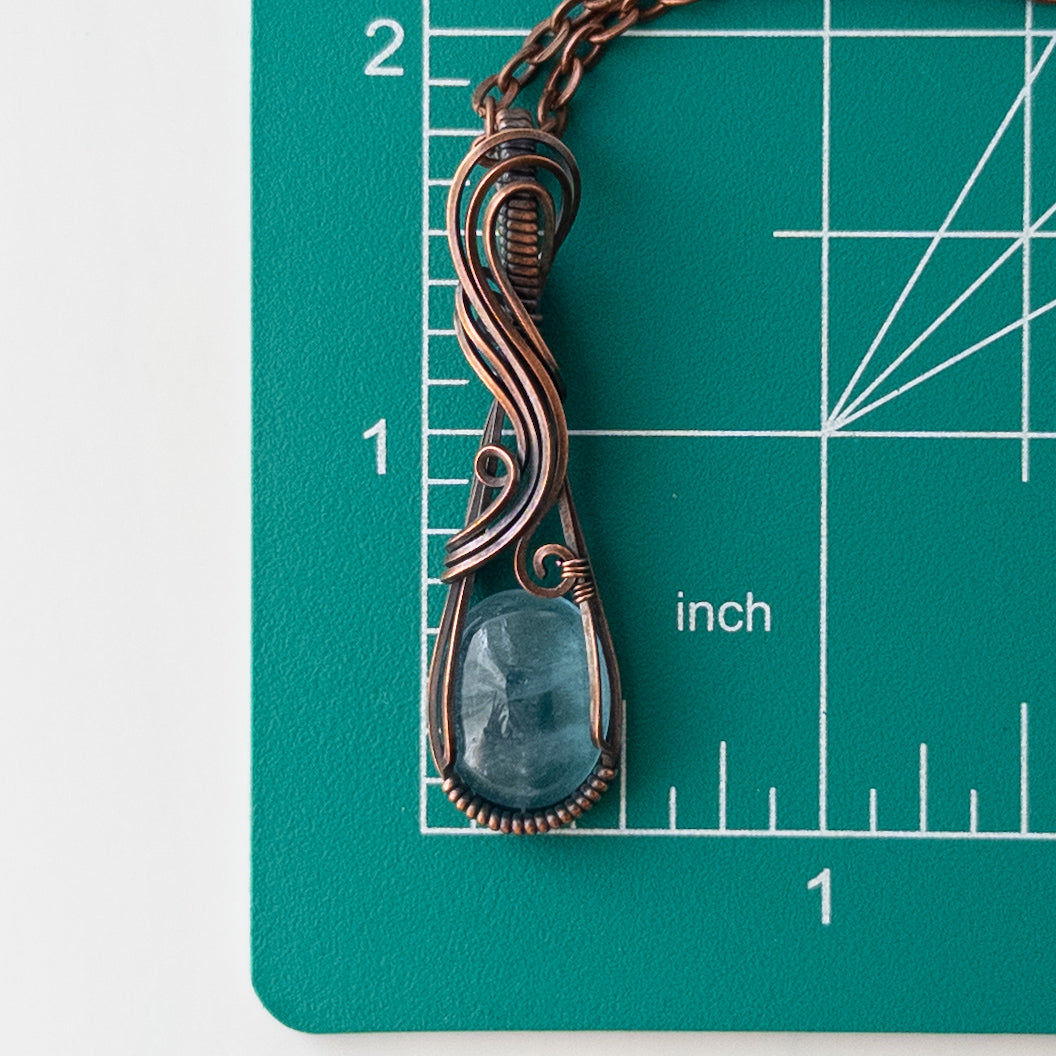 Aquamarine Copper Wrapped Pendant