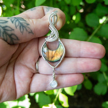 Load image into Gallery viewer, Labradorite Moon Sterling Silver Pendant With Moonstone Charm
