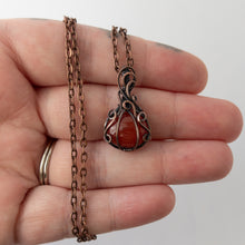 Charger l&#39;image dans la galerie, Dainty Carnelian Pumpkin Antiqued Copper Pendant
