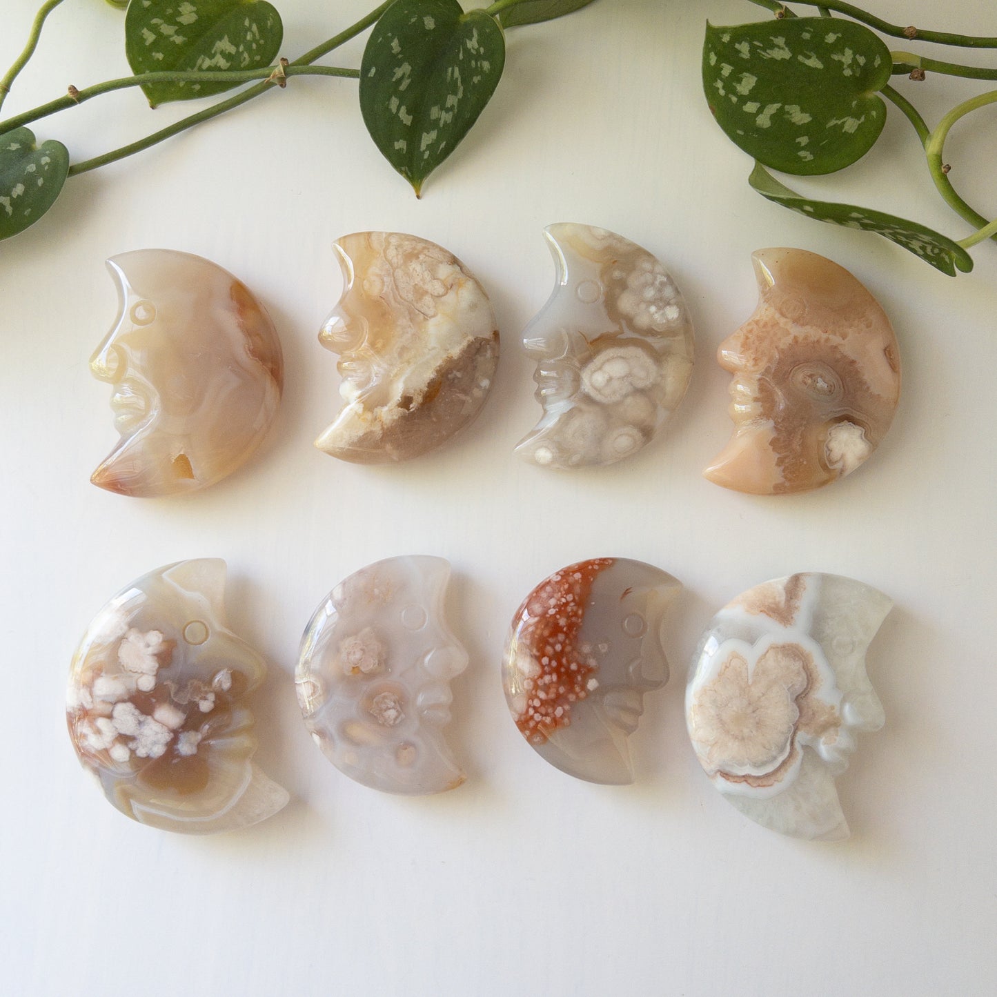 Flower Agate Moons