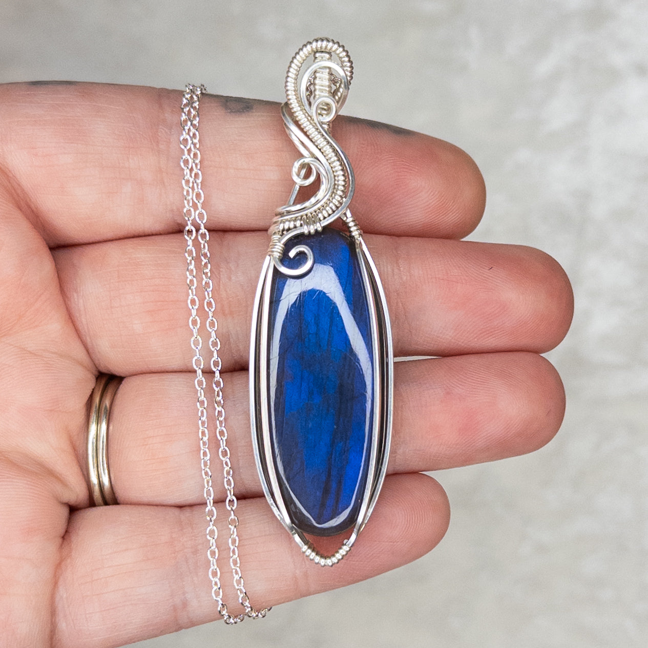Blue Labradorite & .925 Sterling Silver Pendant