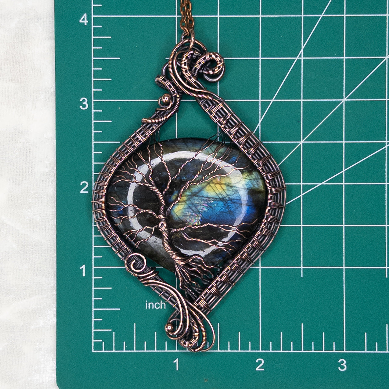 Labradorite Tree Antiqued Copper Statement Pendant