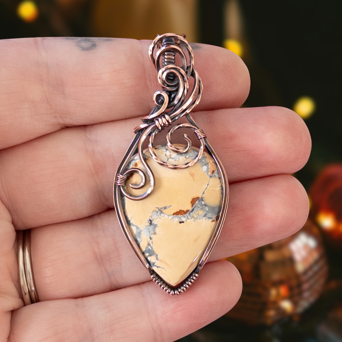 Maligano Jasper Antiqued Copper Pendant