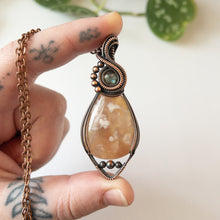 Load image into Gallery viewer, Flower Agate With Labradorite Accent &amp; Copper Wrapped Pendant
