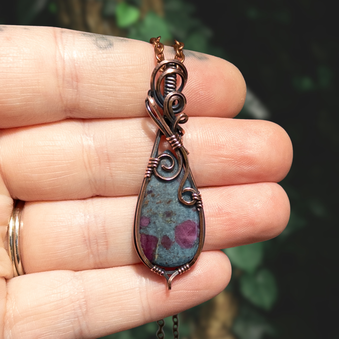 Ruby In Kyanite Antiqued Copper Pendant