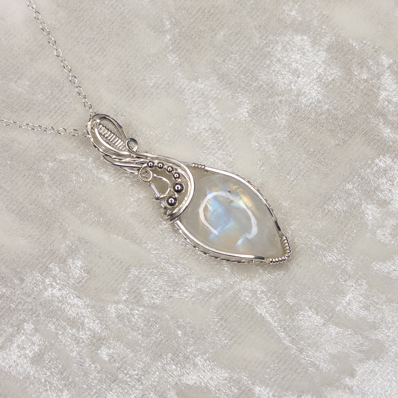 Rainbow Moonstone .925 Sterling Silver Pendant