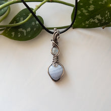 Load image into Gallery viewer, Blue Lace Agate with Moonstone &amp; Sterling Silver Wrapped Pendant
