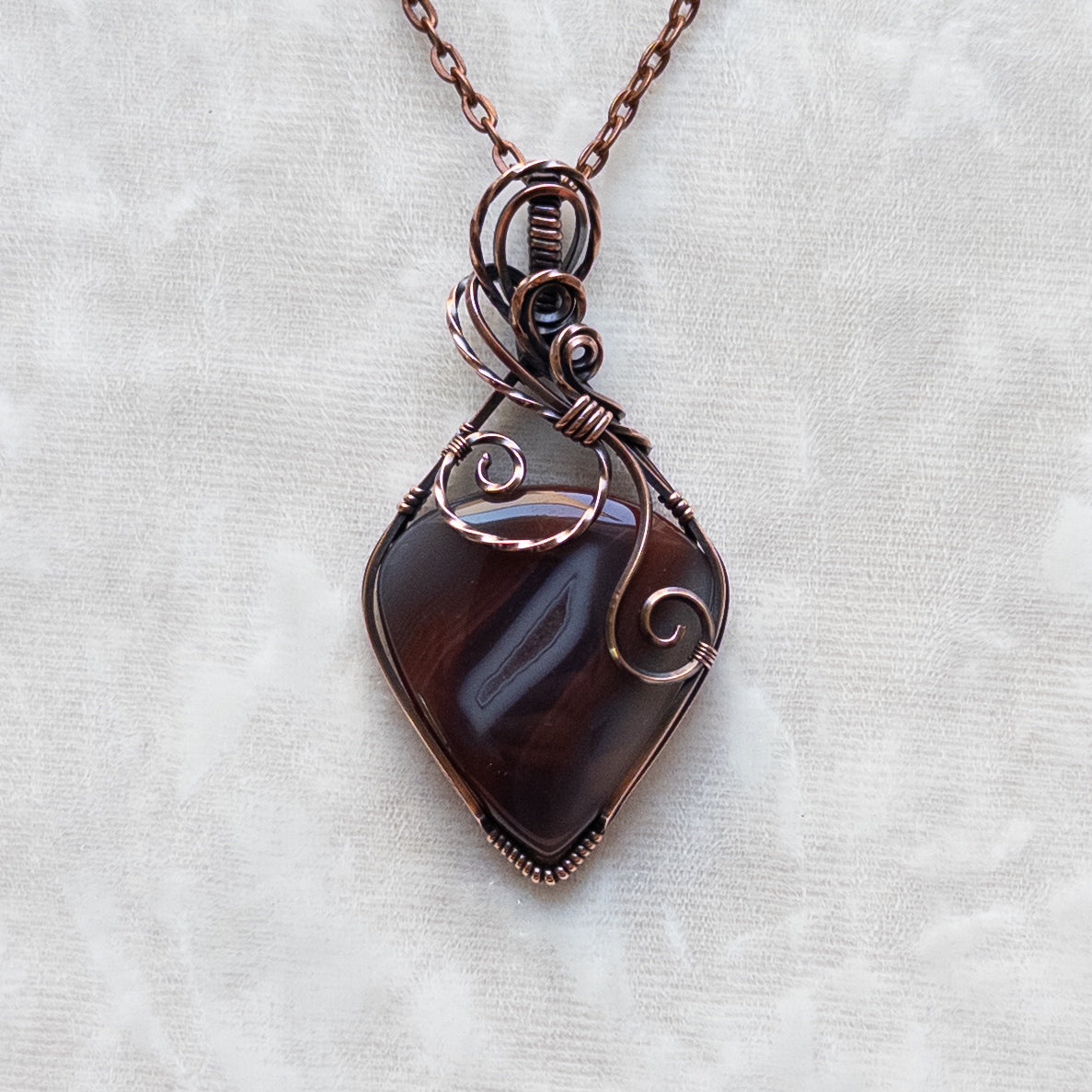 Maroon Botswana Agate Antiqued Copper Pendant